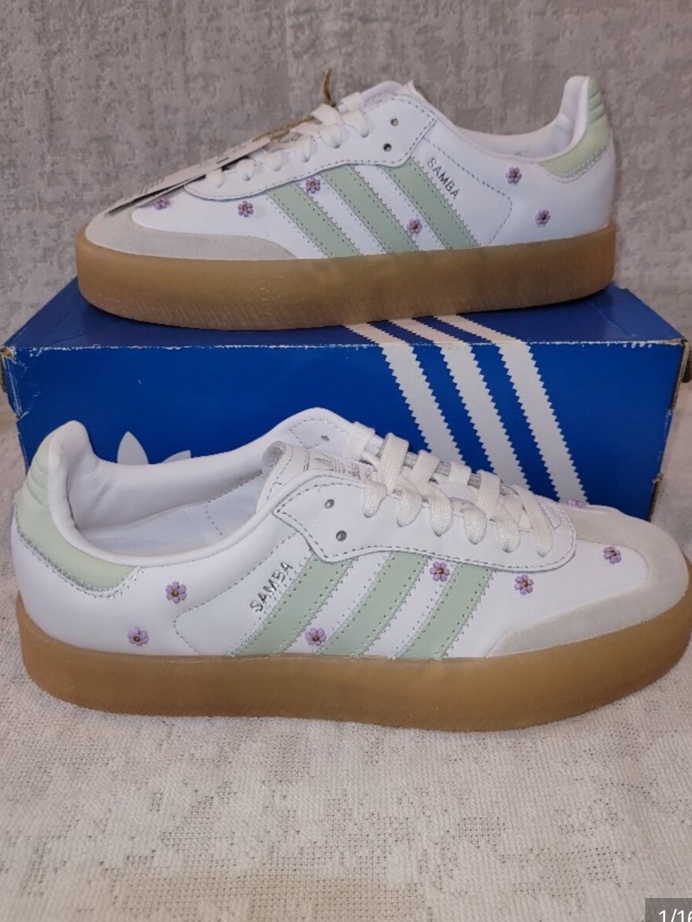 NWT Adidas Sambae Samba Floral Off White Comfy Casual Shoes Women's Size 7